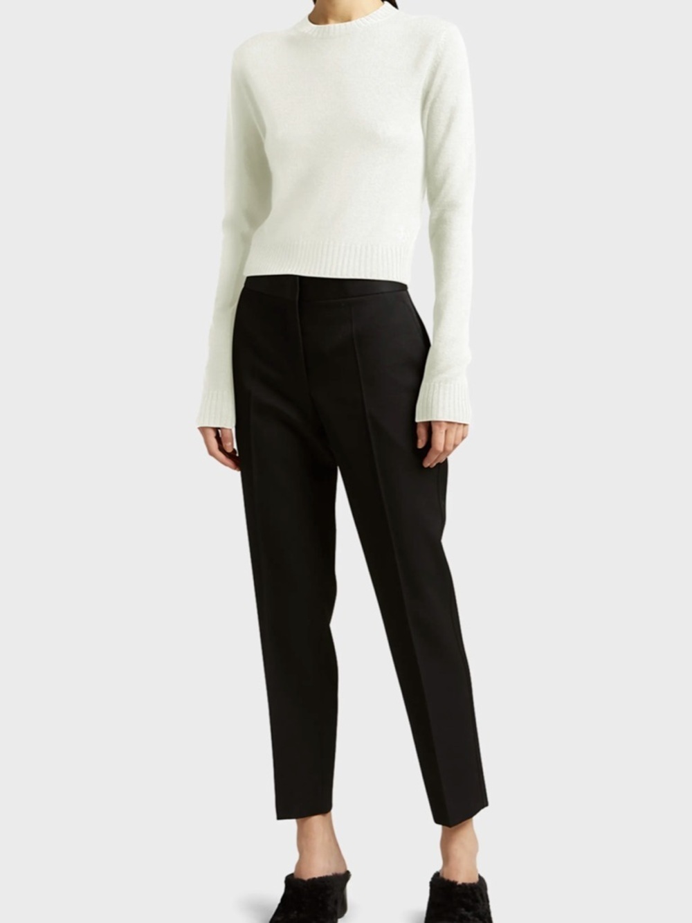 JIL SANDER Straight Leg Zip Ankle Pants Trousers Black EU 44 US 12 Made In Italy